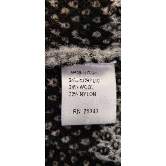 Maryline Cardigan Sweater Gray Black Medium M Wool Blend Italy Open Knit Career - Picture 9 of 10